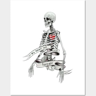 Human Anatomy, ribcage, rib cage, red heart beat for ever Posters and Art